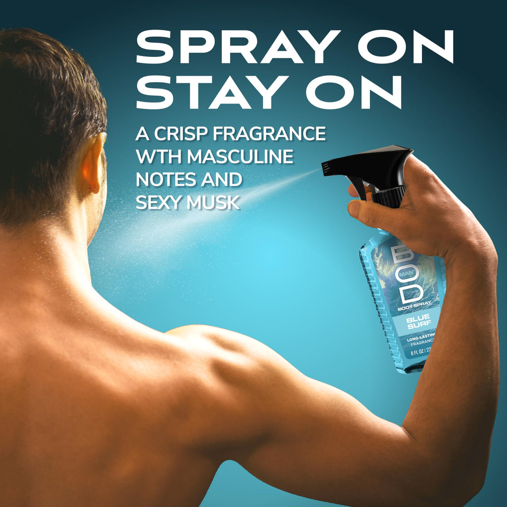 BOD man Fragrance Body Spray, Blue Surf, 8 fl oz