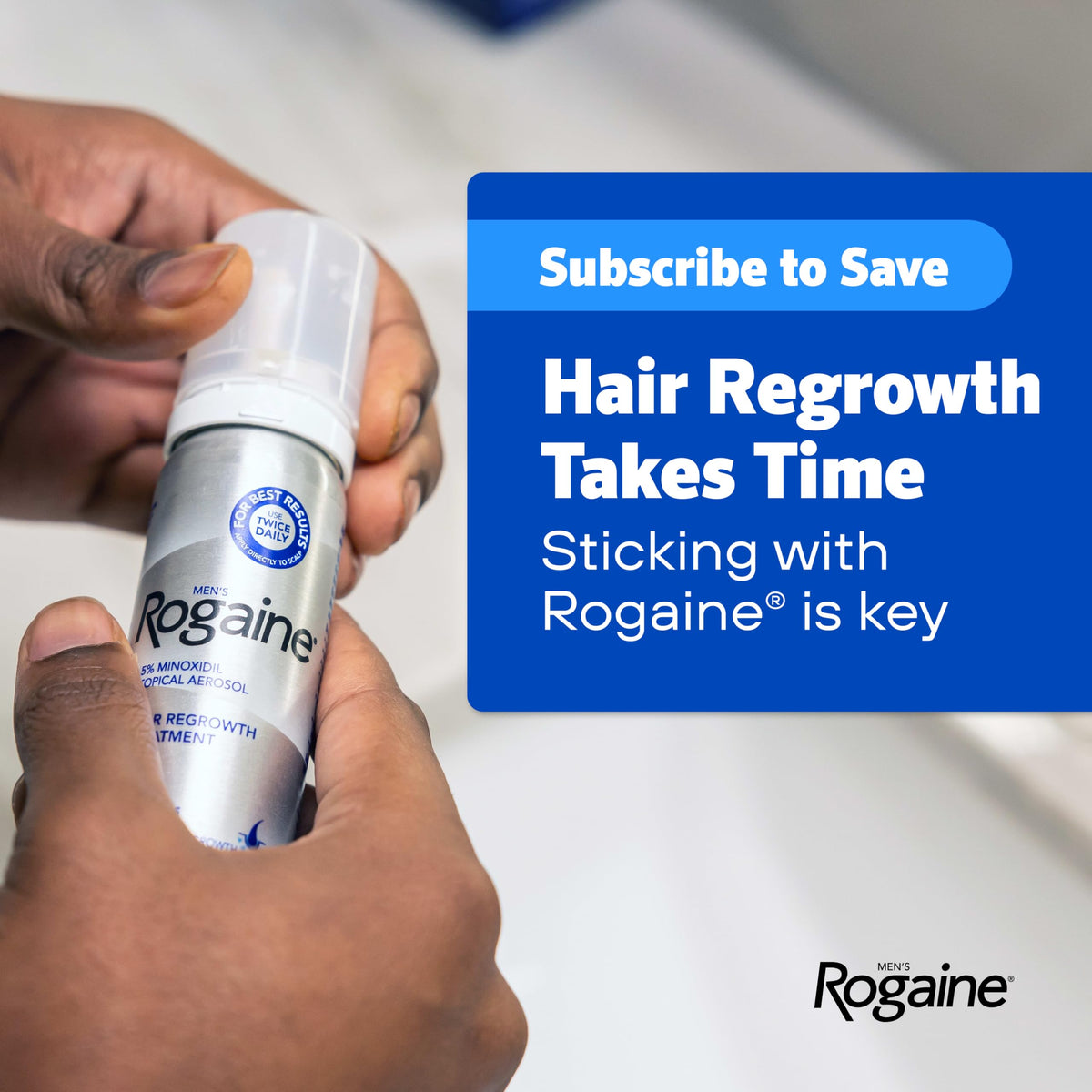 Men's Rogaine 5% Minoxidil Topical Foam, Unscented, 3 x 2.11 oz | Hair Regrowth Foam, Topical Hair Loss Treatment for Men, Regrow Fuller, Thicker Hair, Unscented, Aerosol, 3-Month Supply