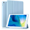 Akkerds for iPad 9th/8th/7th Generation Case 10.2 Inch, Sky Blue | With Pencil Holder, for iPad 10.2 Case 2021/2020/2019, Soft TPU Back, Slim Trifold Stand Protective Cover, Auto Sleep/Wake