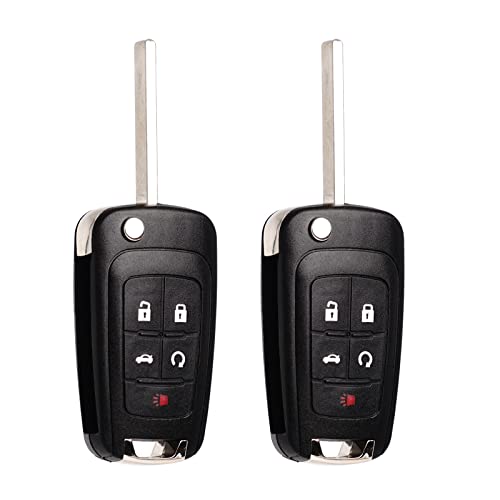 MechanMagic Flip Key Fob Replacement Fits for Chevy Equinox Camaro 2010-2019 Cruze Malibu Impala Sonic GMC Terrain Buick Lacrosse Regal Verano Encore Keyless Entry Remote Control 2 Sets