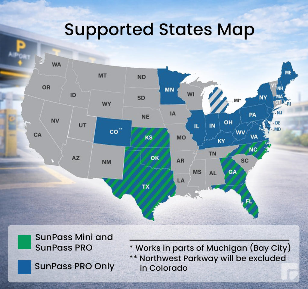 Sun Pass Pro Universal Toll Transponder – Prepaid Electronic Pass for Florida & 21 Additional States (PRO)