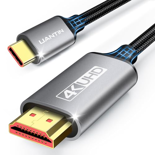 UANTIN USB C to HDMI Cable 6Ft for Home Office 4K High-Speed | USBC to HDMI Braided Cord [Thunderbolt 3/4/5 Compatible] with MacBook Neo, Galaxy S9 to S25, iPhone 17 Pro/Max, iPad, Surface