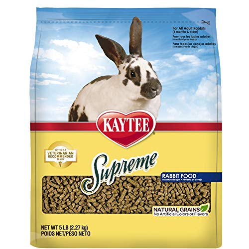 Kaytee Supreme Rabbit Food, Unflavored, 5 lb | Daily balanced nutrition. Bunny food with seeds, grains and pellets. Rabbit pellets, no artificial colors or flavors