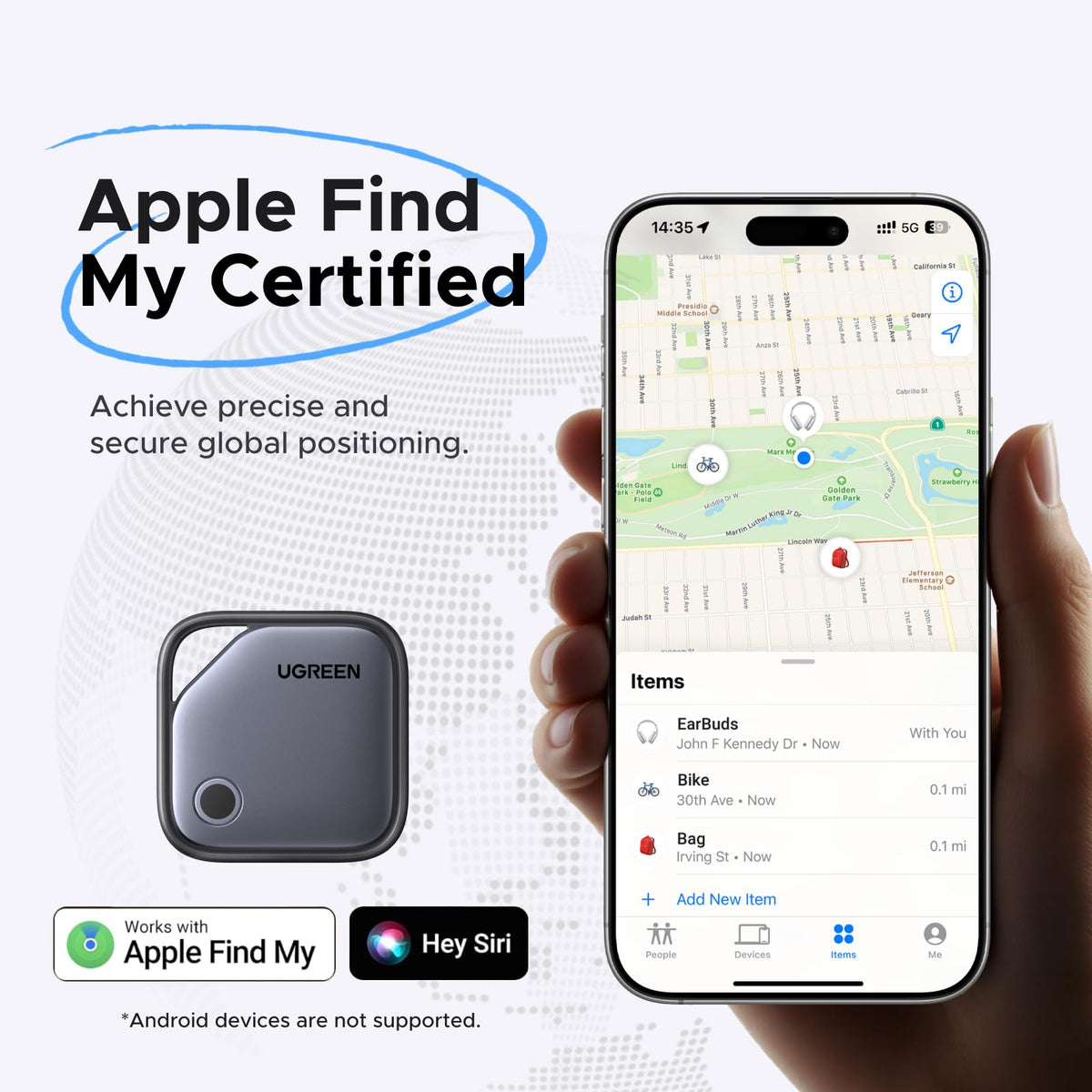 UGREEN FineTrack Air Tracker Tags (iOS Only) 4 Pack Key Finder | Bluetooth Tracker 2-Year Replaceable Battery Compatible with Apple Find My for Keys, Luggage [Apple Find My Certified]