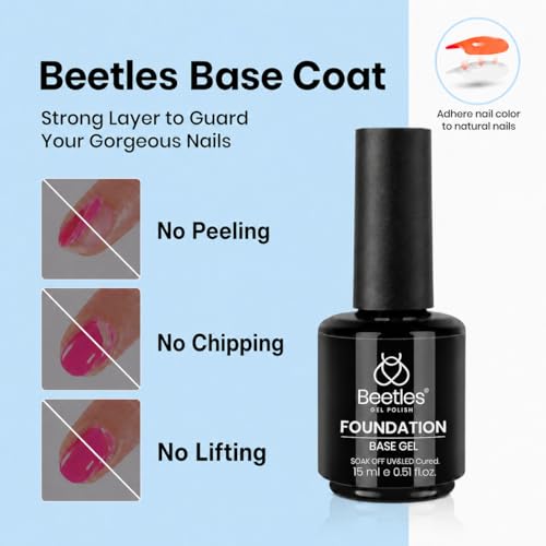 Beetles Builder Gel for Nails with Gel Base and Top Coat Set 3Pcs | 3-Step Clear Builder Nail System for Nail Overlay, Strengthening and Apex Building, UV Lamp Cured