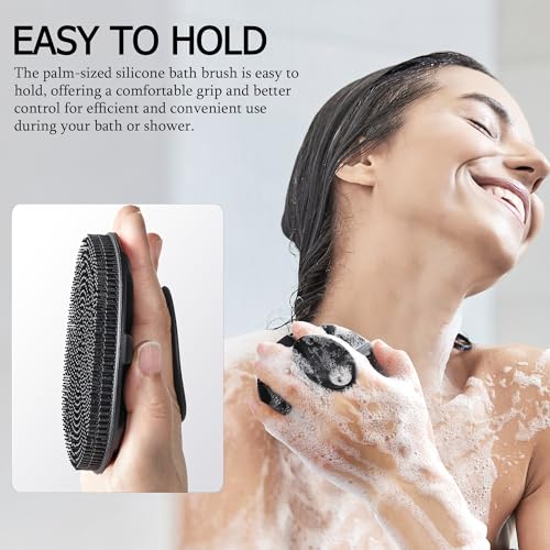 INNERNEED Food-Grade Soft Silicone Body Scrubber Shower Brush, Black