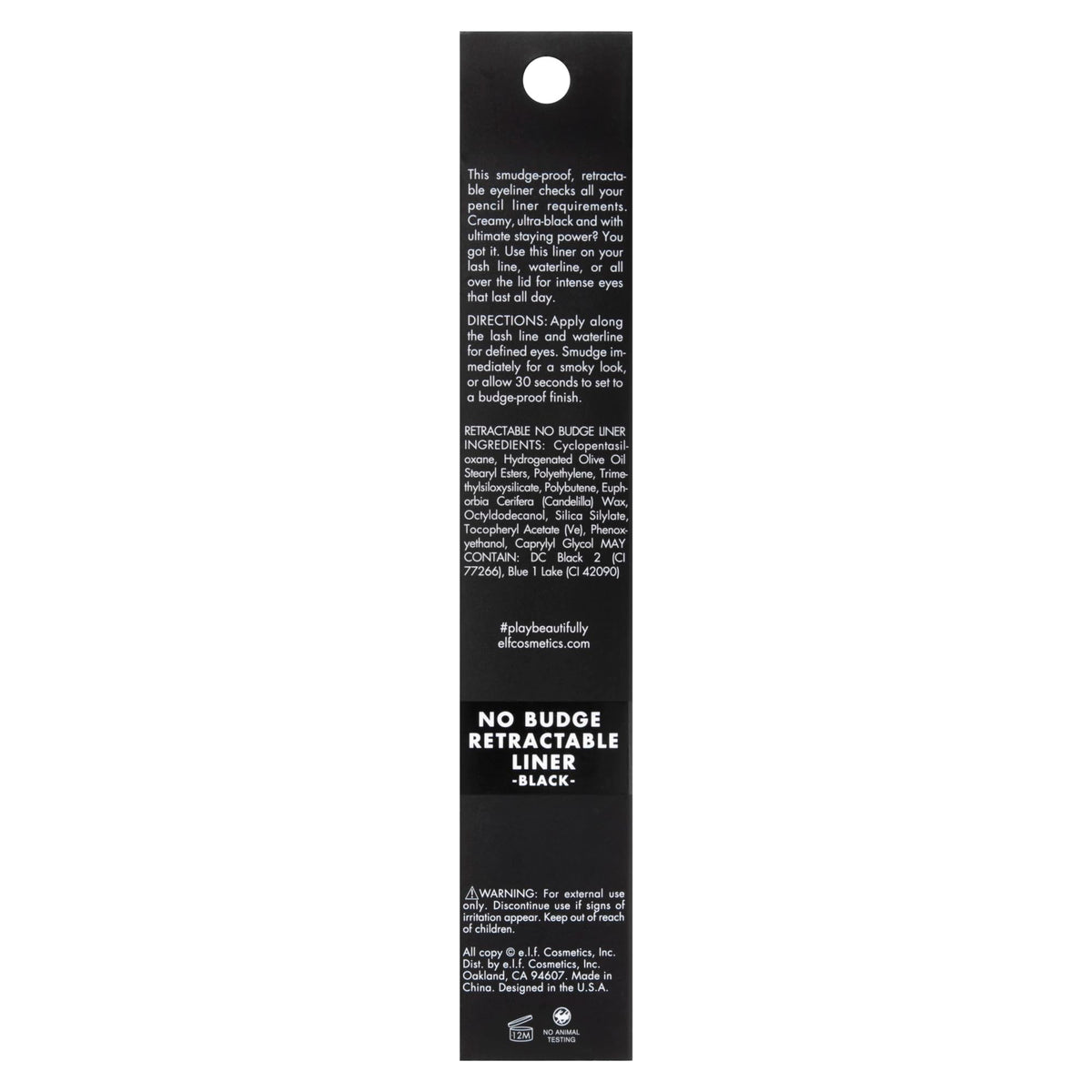 e.l.f. No Budge Retractable Eyeliner, Creamy, Ultra-Pigmented & Waterproof, Creates Bold & Defined Lines, Vegan & Cruelty-Free, Black