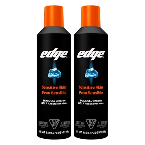 Edge Shaving Gel for Men, Sensitive Skin, 9.5 oz (2 Pack) | Sensitive skin shaving cream gel, Reduces irritation, Aloe-enriched formula, Lubricates for razors, Moisturizing glide