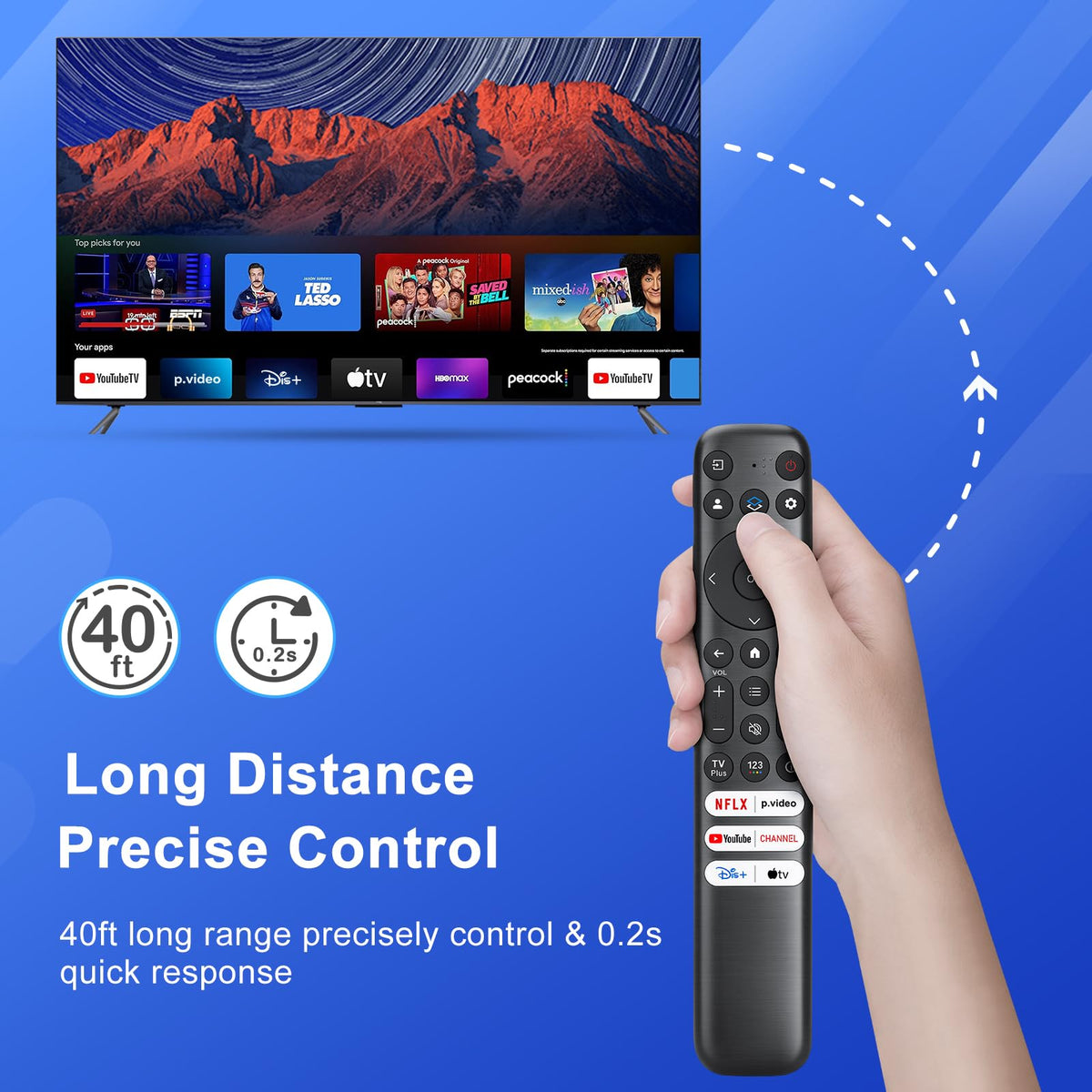 Only for TCL Google TV Remote Control Replacement, Responsive, No Setup | Rugged Durable RC813 Compatible with TCL QM8/QM7/S5/S4/S3/Q7/Q6/Q5 4K UHD HDR LED QLED QD-Mini LED Full-HD Smart TVs