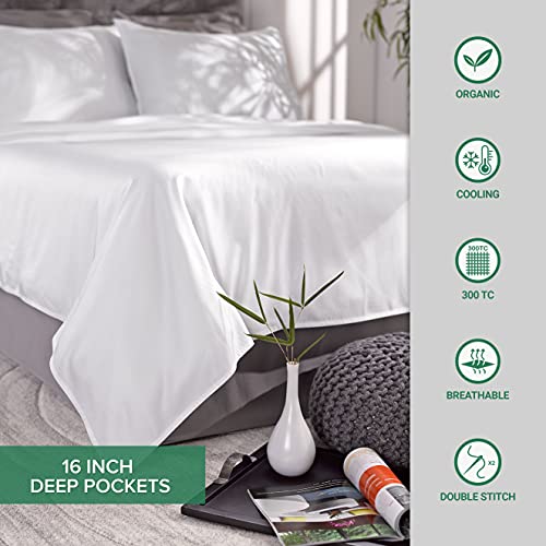 Pure Bamboo King Sheets, Genuine 100% Organic Viscose Derived from Bamboo Bed Sheet Set, Luxuriously Soft & Cooling, Double Stitching, 2 Year Quality Promise (King, Ivory)