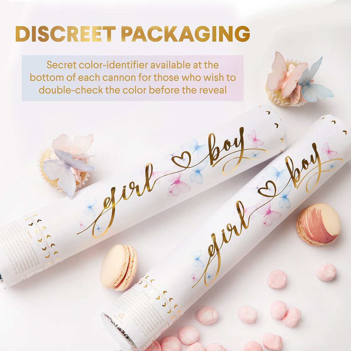 PrimePure Gender Reveal Confetti Cannon, Biodegradable Blue Powder, 2 Pack | Biodegradable Powder Cannon Smoke Bombs, Ideal for Outdoor or Indoor Baby Boy Gender Reveal Party & It's a Boy Baby Shower