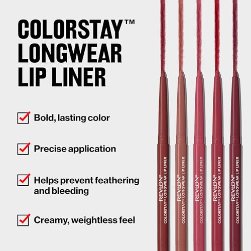 Revlon ColorStay Longwear Lip Liner, 630 Nude, 0.01 oz | Longwear lip liner with built-in sharpener. Rich color with smooth, easy-glide application.