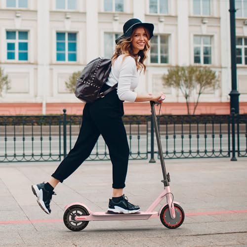 Electric Scooter - 350W/500W Motor, 8.5"/10''Solid Tires, Up to 19/22MPH& 16/21/23Miles Long-Range Portable Commuting Scooter for Adults with Double Braking System