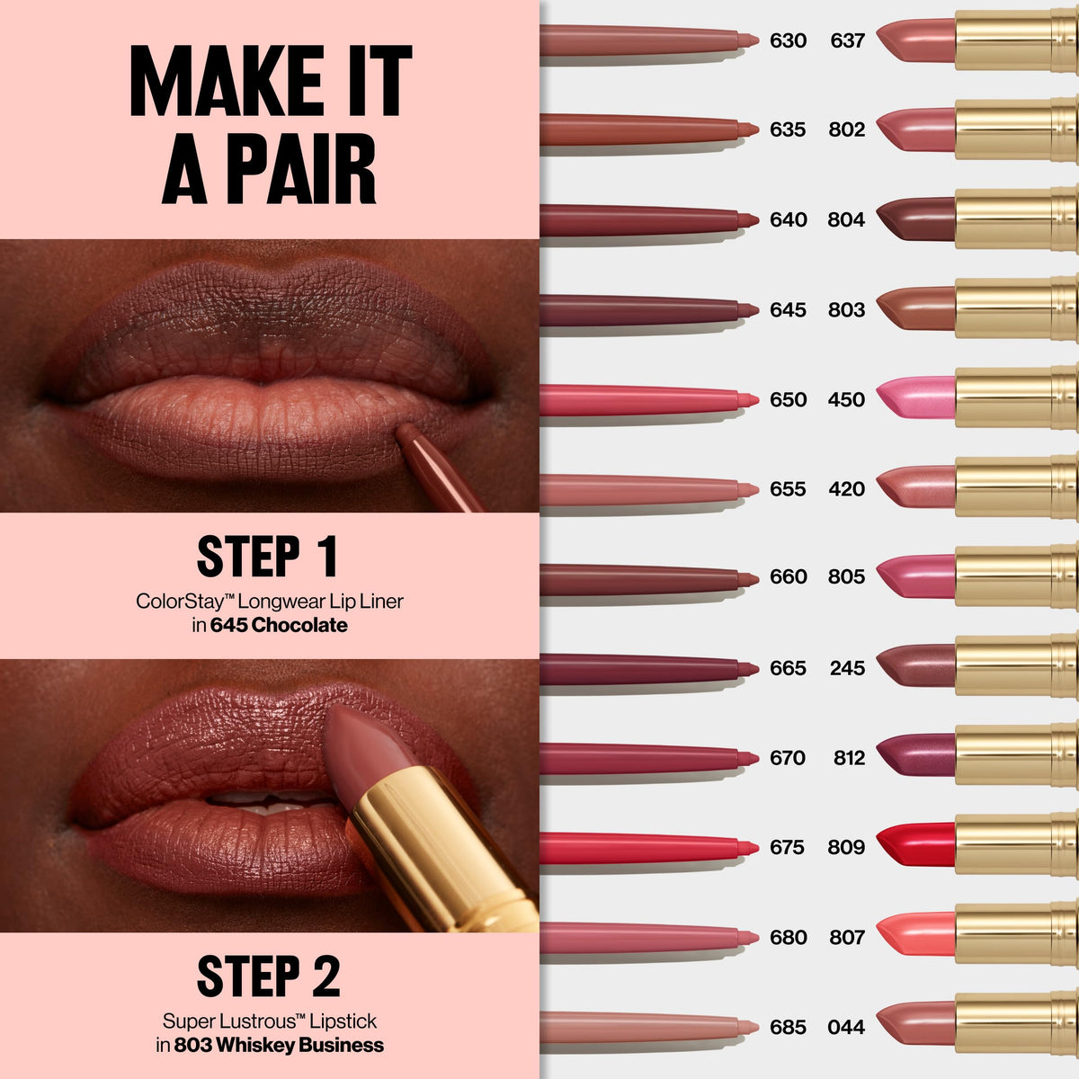 Revlon ColorStay Longwear Lip Liner, 630 Nude, 0.01 oz | Longwear lip liner with built-in sharpener. Rich color with smooth, easy-glide application.