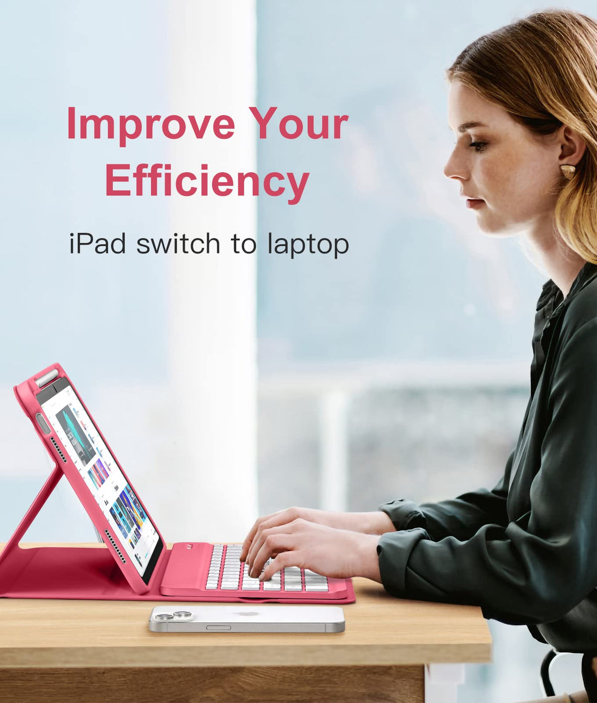 Hamile for iPad A16 11th 10th Generation Case with Keyboard - Wireless | Backlit Detachable Folio Keyboard Cover, Pencil Holder, for iPad A16 11-inch 2025 10th Generation 10.9 Inch 2022, Pink