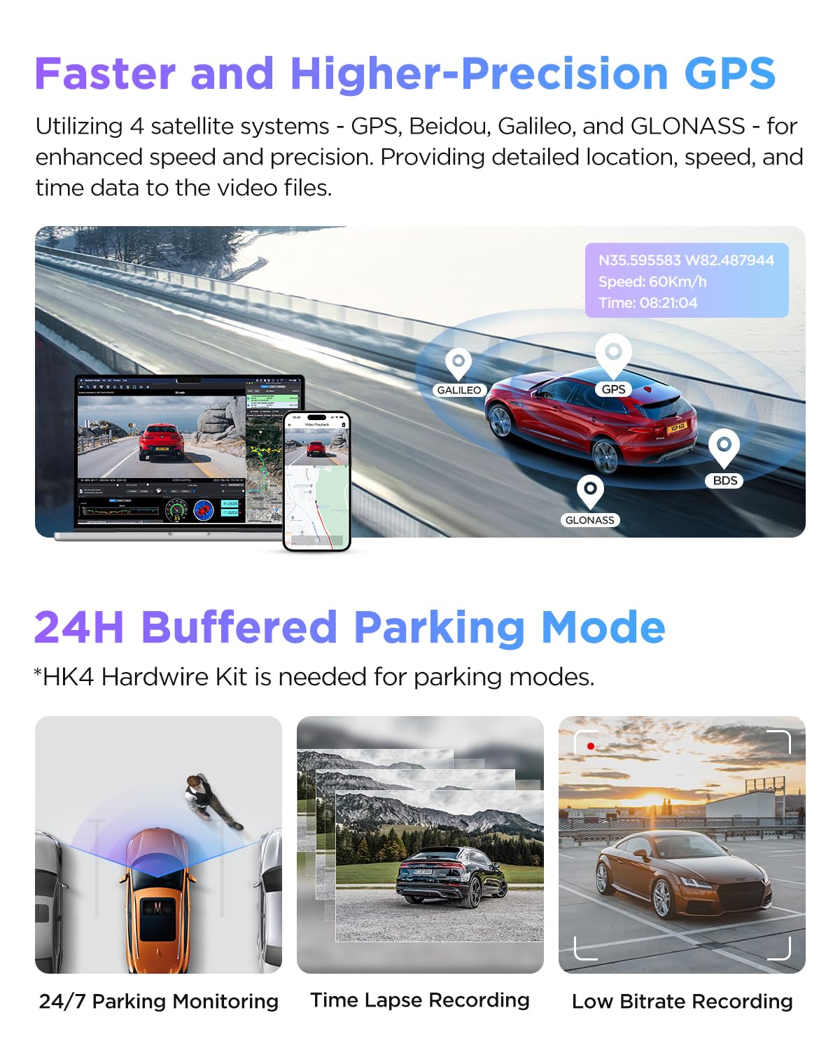 VIOFO A229 Pro 4K HDR Dash Cam Front and Rear, Dual STARVIS 2 Sensors | 4K Front and 2K Rear, IMX678 & IMX675 sensors, 5GHz Wi-Fi, GPS, Voice Control, Buffered 24H Parking Mode, Night Vision 2.0