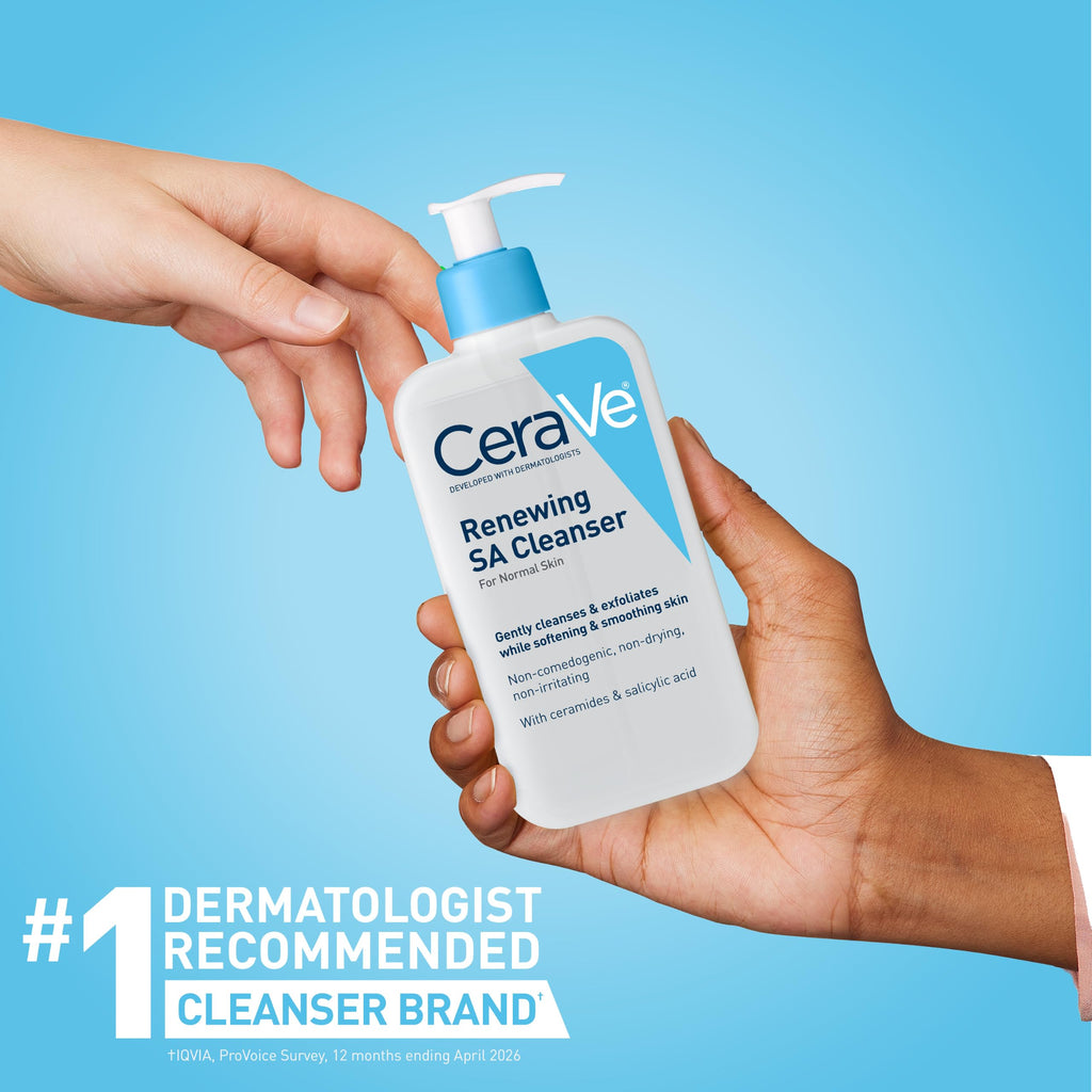 CeraVe Renewing Salicylic Acid Cleanser, Gentle Exfoliating Face Wash, 16oz | Skin Care with Hyaluronic Acid & Niacinamide, Facial Cleanser, Face Cleanser, Ceramides, Fragrance Free, Non-Comedogenic