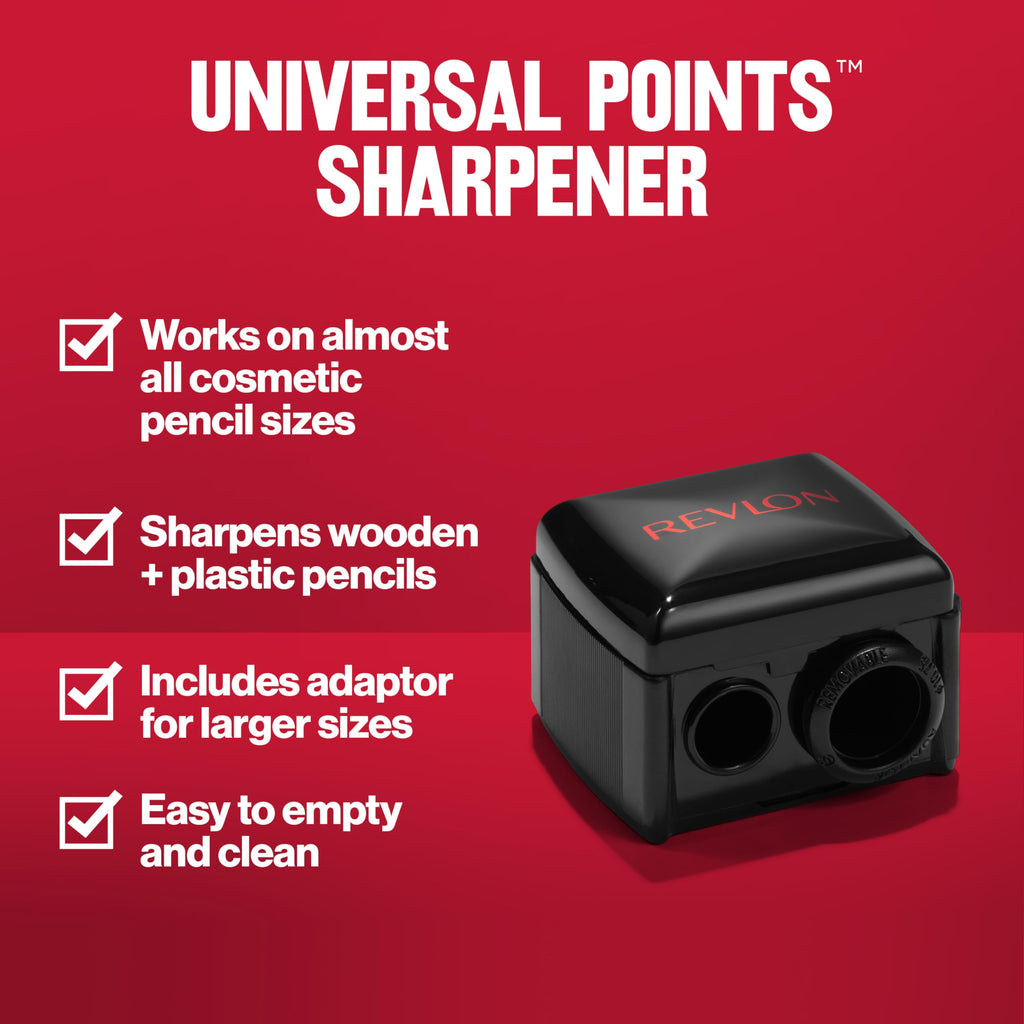 Revlon Universal Points Makeup Sharpener, Black, 1 Count | Makeup sharpener for wooden and plastic pencils. Fits small to large sizes and is easy to clean.