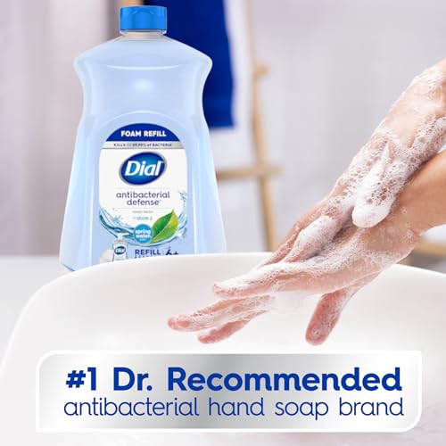 Dial Antibacterial Defense Foaming Hand Soap Refill, Spring Water, 52 Fl Oz | With aloe vera, dermatologist-tested, gentle on skin, free from parabens and SLS and SLES, moisturizing formula
