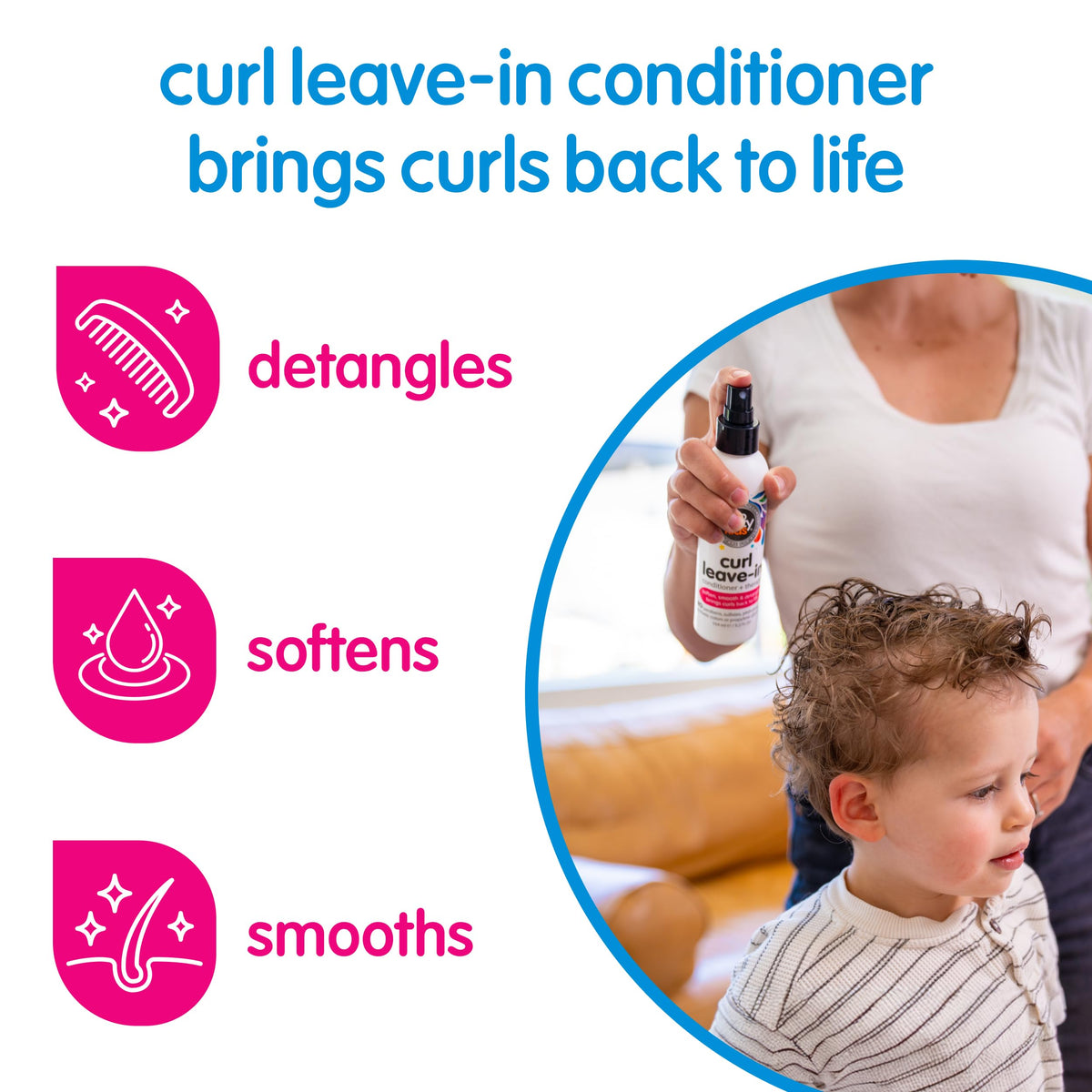 SO COZY Kids Curl Leave In Conditioner + Therapy Spray, 8 Fl Oz | Helps Detangle, Soften & Smooth Curls with Keratin, Vitamin B5, Olive Oil & Jojoba Oil, Paraben & Sulfate-Free