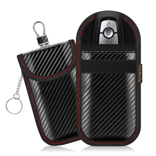Punwocy Faraday Pouch for Key Fob, Faraday Bag for Car Keys, 2 Pack | Dual-Layer Signal Blocking: Helps block key fob signals to reduce relay-attack risk. Fits most car key fobs at home or away.