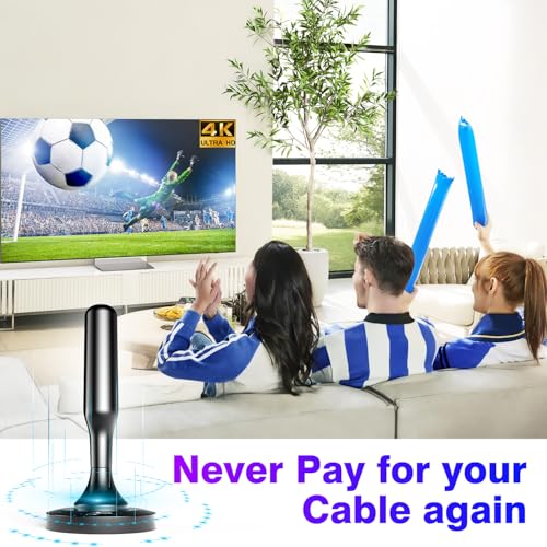 HIDB TV Antenna for Smart TV Indoor, Digital TV Antenna for Local Channels | OTA Digital HD Signal Antenna with Magnetic Base and 10ft Cable for Easy Setup