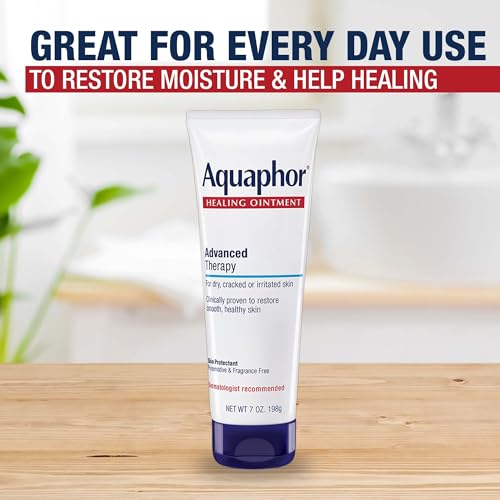 Aquaphor Advanced Therapy Healing Ointment, Skin Protectant, 7 OZ | Clinically Proven Skin Protectant Moisturizer for Cracked, Irritated or Dry Skin Relief, Dye and Fragrance Free