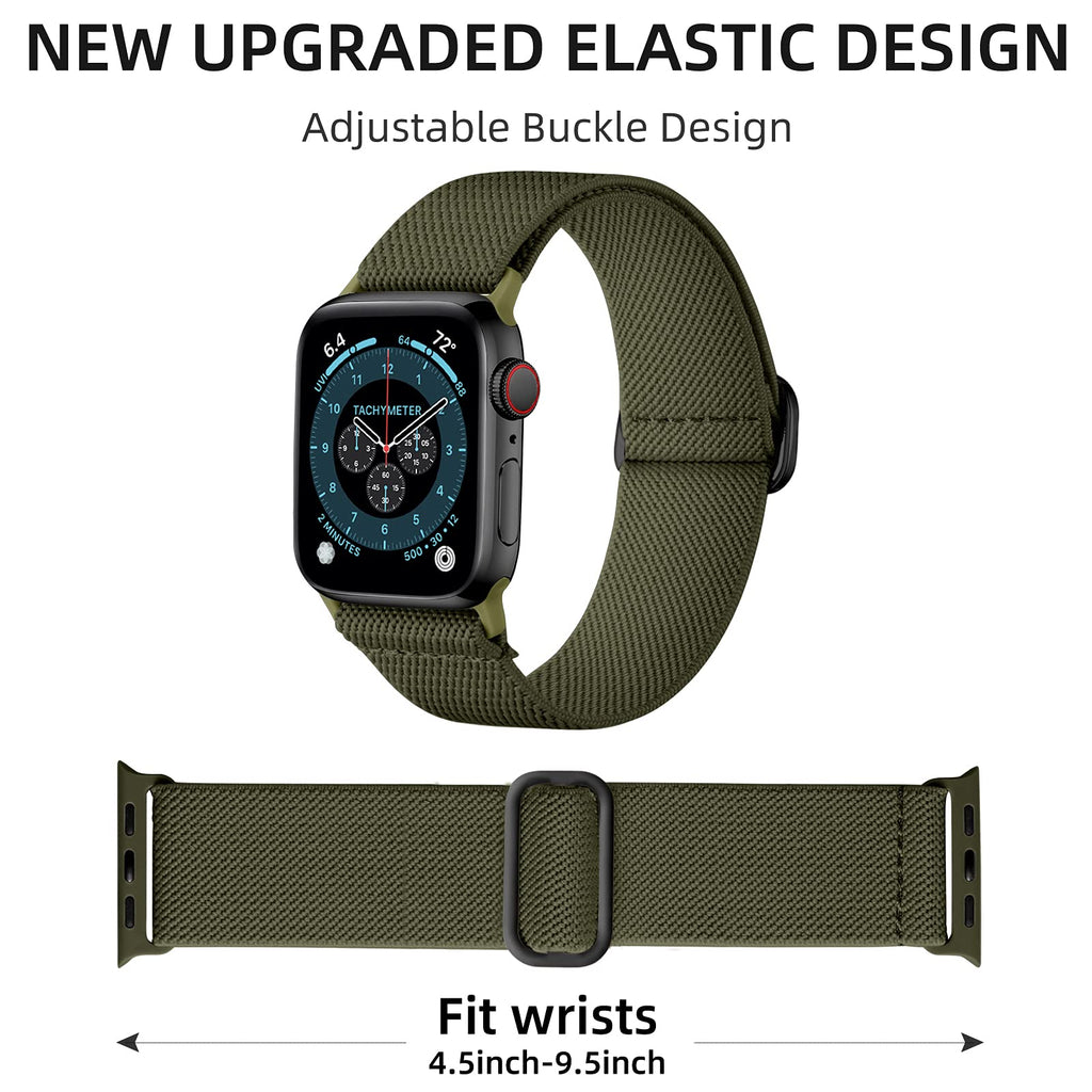 DaQin 3 Pack Stretchy Solo Loop Compatible with Apple Watch Bands Men Women | Soft Nylon Band 49mm 46mm 45mm 44mm 42mm, Braided Elastic Sport Strap for iWatch Series 12 11 10 9 8 7 6 5 4 3 2 1 SE Ultra