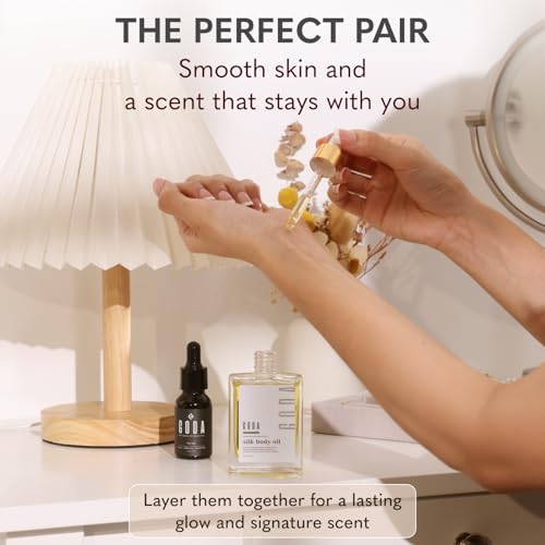 GODA Pheromones Perfume for Women + Silk Body Oil Bundle – Long-Lasting Floral Fragrance with Jasmine & Rose + Firming Anti-Aging Hydrating Body Oil 100ml – Vegan, Cruelty-Free, Luxury Gift Set, 15ml