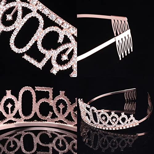 CIEHER 50th Birthday Crown & Sash Pearl Pin, 50th Birthday Decorations | 50 & Fabulous Sash 50th Birthday Crown for 50th Birthday Gifts for Women Friends
