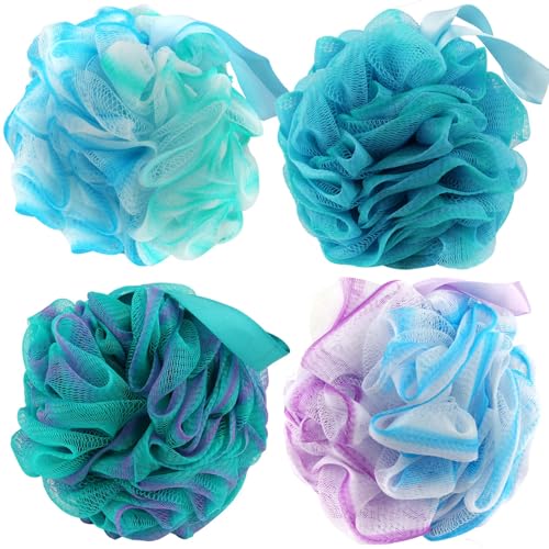 Chuya Bath Loofah Sponges 70 Grams Large Size,4 Pack Shower Sponge | Exfoliating Cleaning Bath Loofa Body Scrubber Balls for Women Men Children Washing
