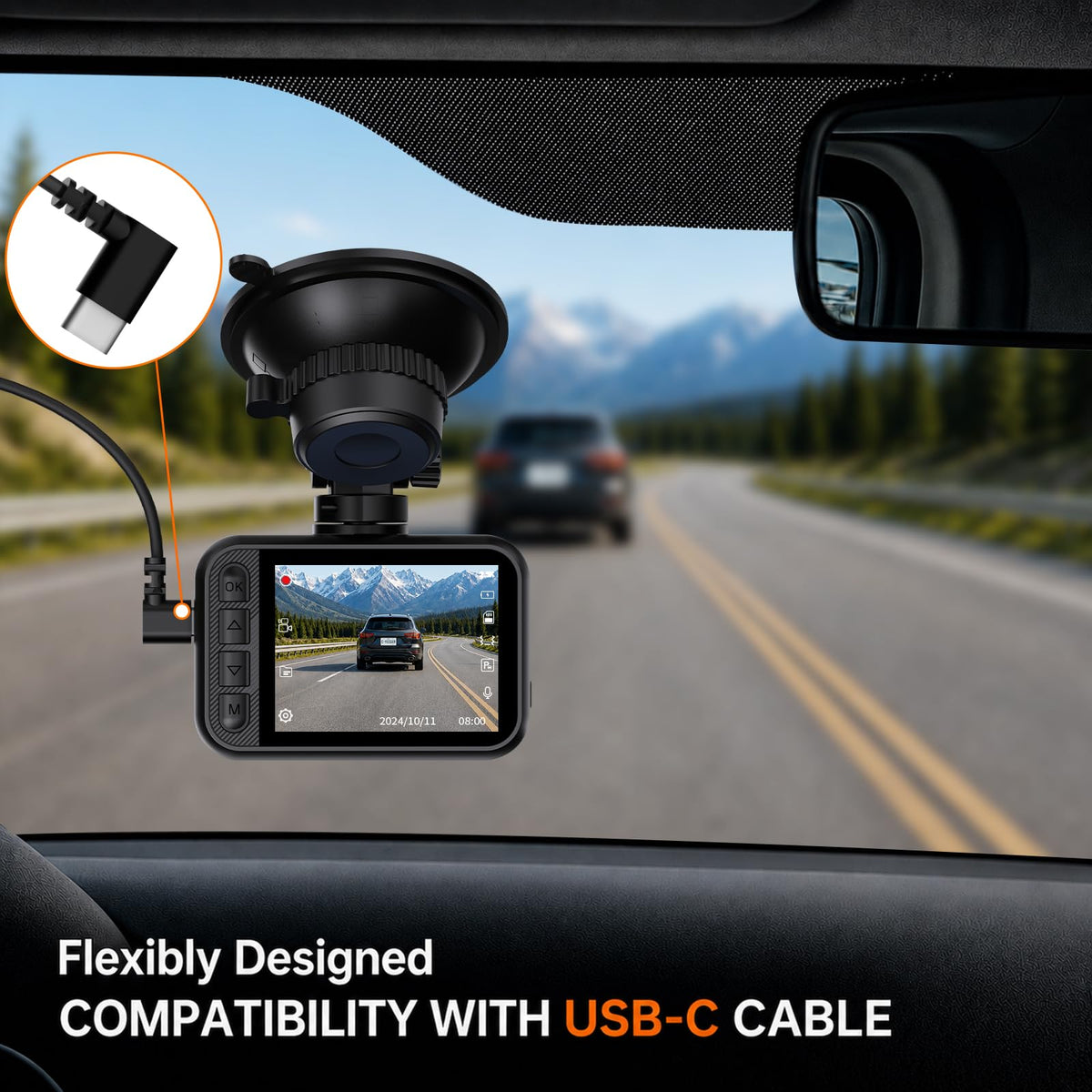 Dash Cam Front and Rear for Cars, 2.5K+1080P Dual Camera with 2" Screen | WDR Night Vision, 170° Lens, G-Sensor, Loop Recording, 360° Mount, Mini Design, 256GB Max, 24H Parking, SD Card Not Included