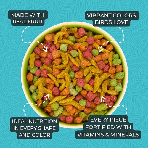 ZuPreem FruitBlend Cockatiel & Conure Food, Uniform Bird Food, M, 2 lb | Bird Food Pellets, Fruit Blend, Cockatiel Food, Conures, Lovebirds, Love Bird Pellets, Cockatiel Pellets, Parrot, Medium Bird