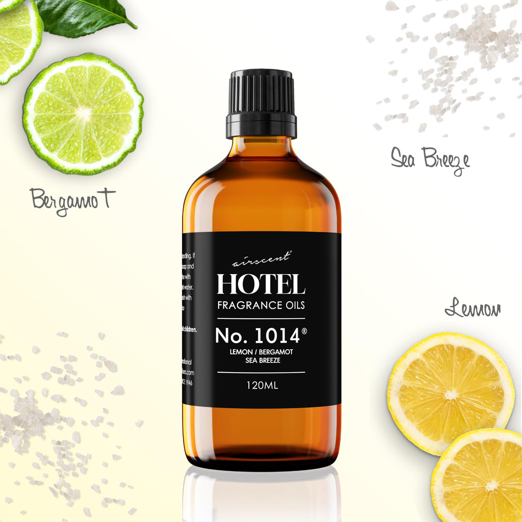 AirScent Hotel Diffuser Oil No. 1014 - Iconic 5-Star Hotel Blend - 10 mL | Lemon Bergamot Sea Breeze - Coastal Hotel Scent - Fragrance Oil for Ultrasonic and Waterless Diffusers and Crafting