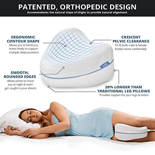 Contour Legacy Leg & Knee Foam Support Pillow for Side Sleepers Soothing Relief for Back, Hips, Knees, Joints, Nerves & Muscles