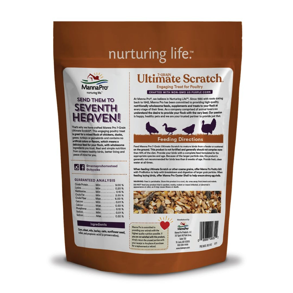 Manna Pro 7-Grain Ultimate Chicken Scratch Treat, Non-GMO, 10 lb Bag | 7-Grain Scratch Treat Blend, Non-GMO Ingredients, Natural Multigrain Recipe, For Chickens, Hens & Backyard Flocks