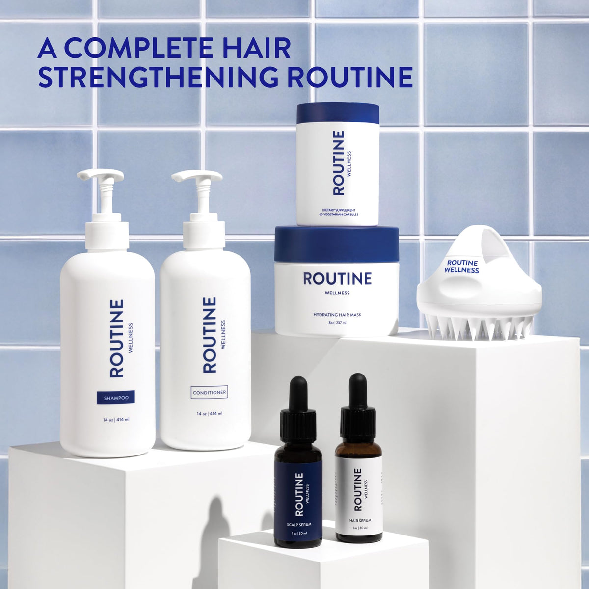 Routine Wellness Anti-Thinning Shampoo & Conditioner - Rose Hips | Clinically tested shampoo for thinning hair with biotin, pea peptides, saw palmetto oil, color safe, sulfate free