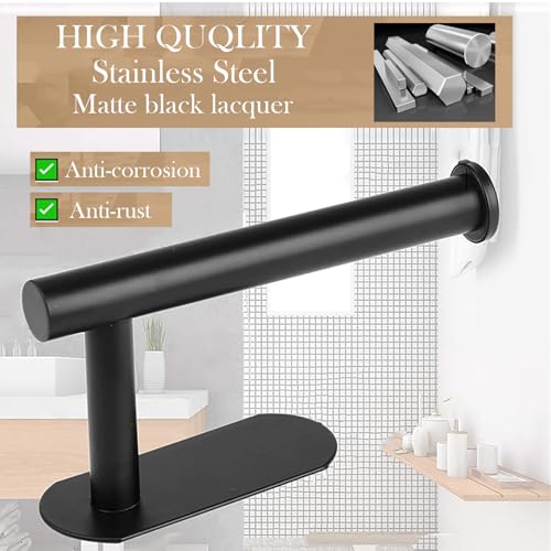 JOPOFI Toilet Paper Holder - Adhesive Toilet Paper Holder - Matte Black | Toilet Paper Holder Wall Mount for Bathroom,Stainless Steel Command Strip Toilet Paper Roll Holder Stick On Wall,No Drilling