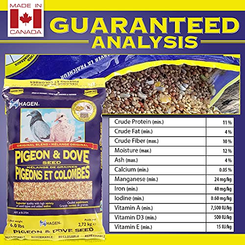 Hagen Pigeon & Dove Seed, Original Formula Bird Food, 6 lb Bag | Nutritionally Complete Seed Mix with Vitamins & Minerals, Wild & Captive Bird Diet, Insect-Resistant Air-Tight Packaging