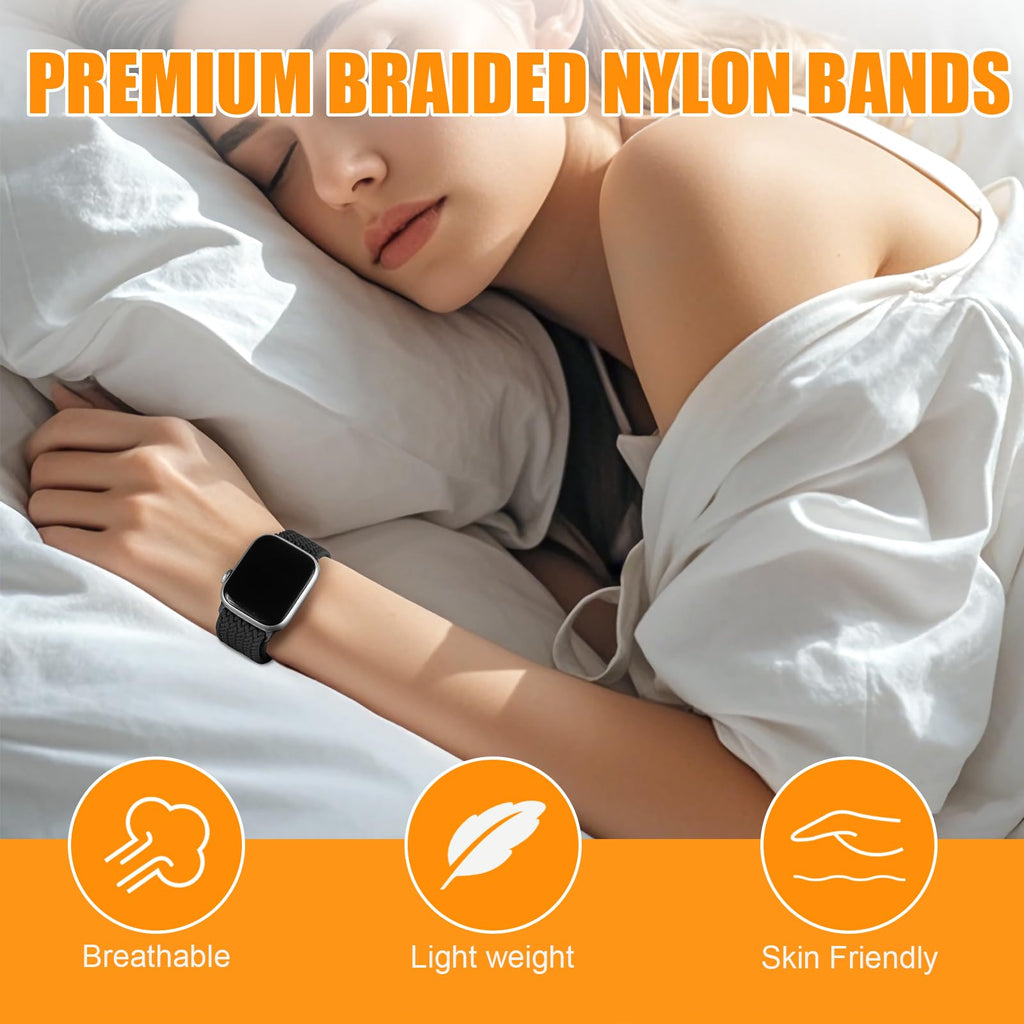 Magnetic Braided Stretchy Loop - Compatible with Apple Watch Band Women Men | 42mm 46mm 40mm 41mm 44mm 45mm 38mm 49mm Sport Solo Loop,Elastic Fabric Nylon Strap for iWatch 12 11 10 9 8 7 6 5 4 3 SE Ultra