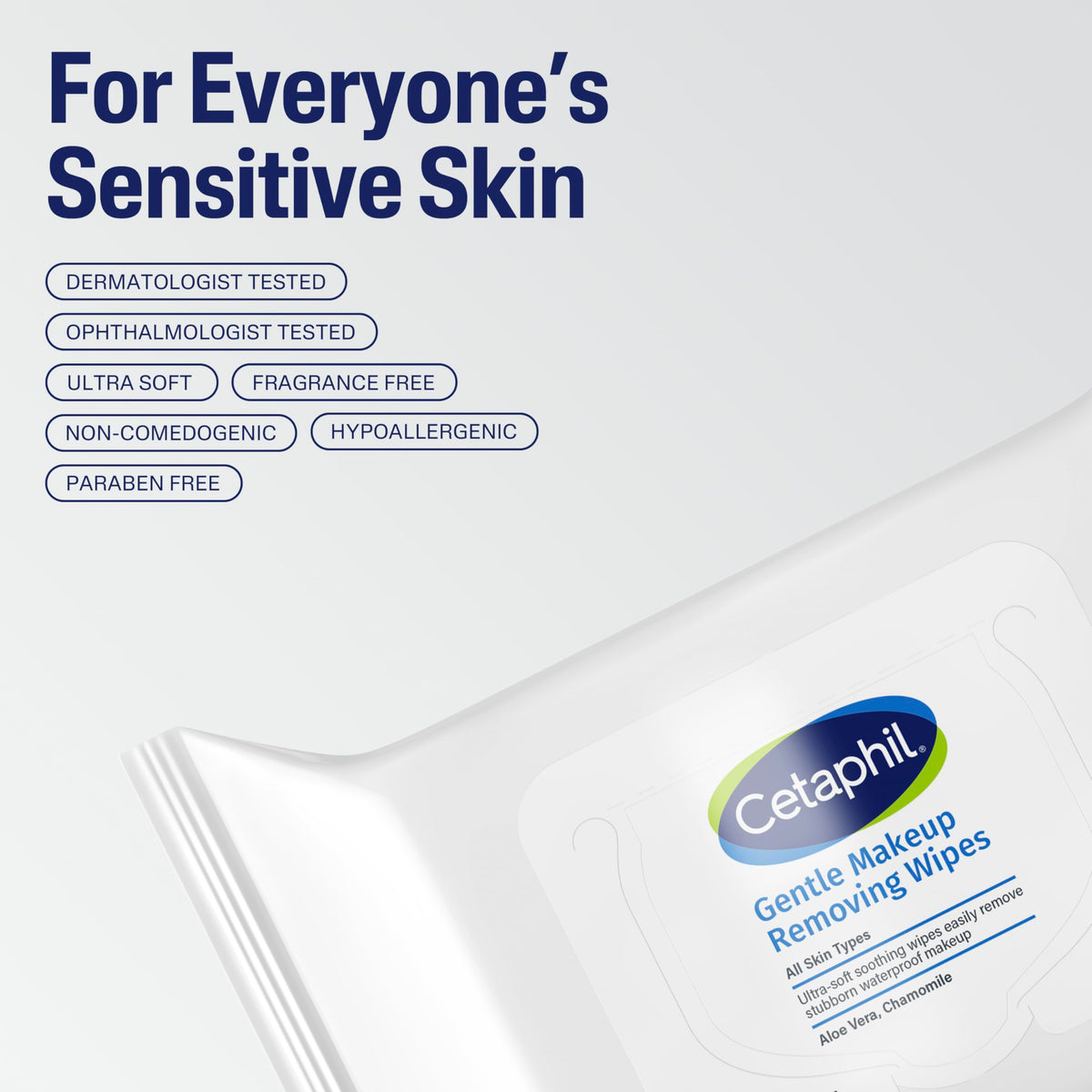 Cetaphil Gentle Makeup Remover Face Wipes, Fragrance Free, 25 Count | Sensitive skin safe, alcohol-free, fragrance-free, daily facial cleansing, removes makeup, dermatologist recommended
