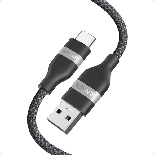 Anker Nano USB A to USB C Cable, CarPlay USB to USB C Cable (3 ft, Balck) | Upcycled-Braided Cord for CarPlay, iPhone 17 / 16 Series, Samsung Galaxy Note20, and More