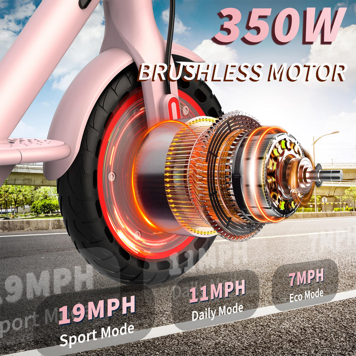 Electric Scooter - 350W/500W Motor, 8.5"/10''Solid Tires, Up to 19/22MPH& 16/21/23Miles Long-Range Portable Commuting Scooter for Adults with Double Braking System