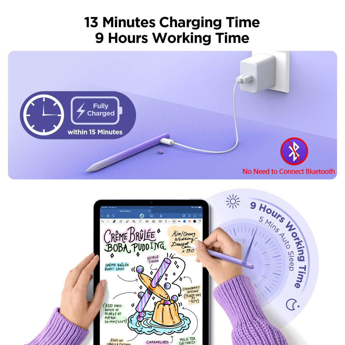 DEGGE Stylus Pen for iPad 2018-2026, 15Mins Fast Charge for Apple Pencil