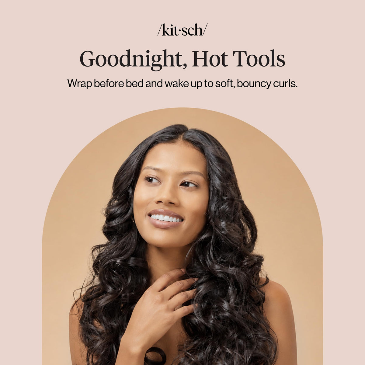 Kitsch Satin Heatless Curls Overnight Set - Sunset Tie Dye | No Heat Damage Overnight Curls | Comfortable Frizz Free Hair Curlers To Sleep In with 34" Hair Waver & 2 Satin Scrunchies