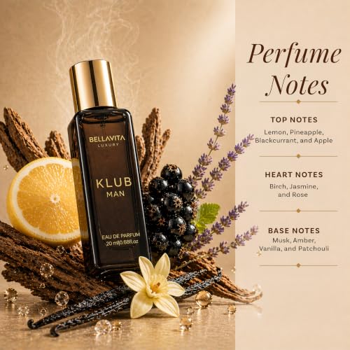 BellaVita Luxury Men's Perfume Gift Set with CEO Man, G.O.A.T., KLUB & OUD | 4 x 20ml (80ml) | Long Lasting Perfume for Men | Citrus, Woody, Patchouli & Caramel Notes