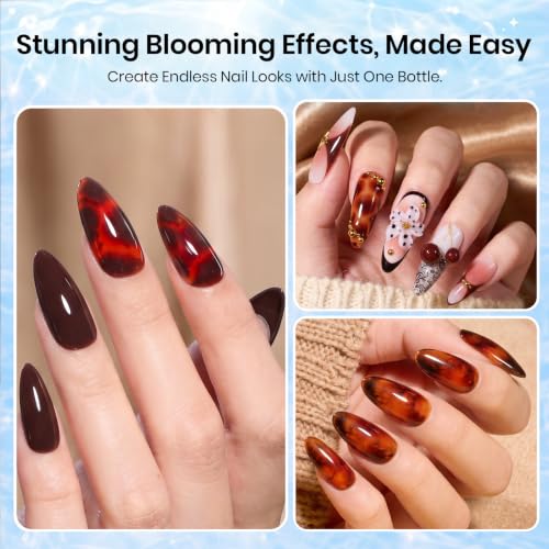 Beetles Blooming Gel 15 ml Clear UV Gel Polish Nail Art for Tortoise Nails | Marble and Natural Stone, Watercolor and Floral Print Spreading Effects, Soak-Off DIY Manicure Design