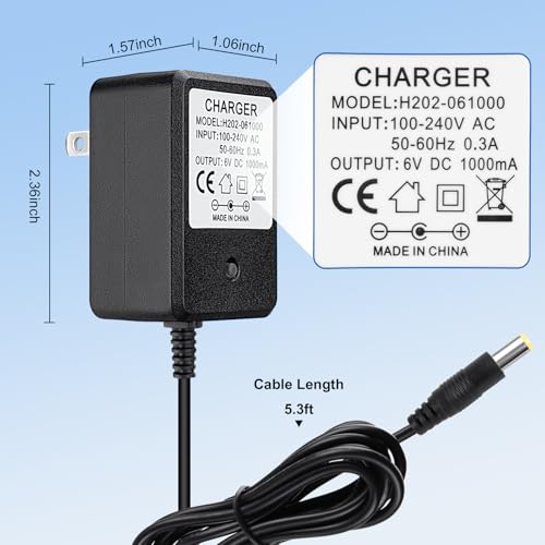 6V Charger for Kids Ride On Car Toys, 6 Volt Battery Charger for Flybar Bumper car/Wrangler SUV Kid Trax Dynacraft Toy Car Jeep ATV Quad (6v Battery Charger)