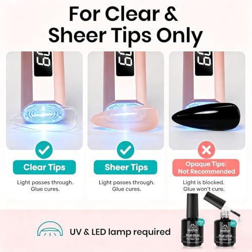 Beetles Gel Polish 2Pcs 15ml Nail Glue Kit for Acrylic Nails | 5 in 1 Super Strong Brush in Nail Gel Glue for False Nails Tips and Gel Nail Polish Led Lamp Required