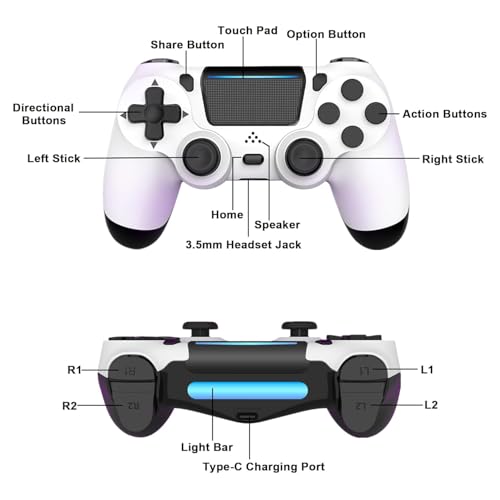 MOVONE Wireless Controller Dual Vibration Game Joystick Controller for Ps4 Controller/Slim/Pro,Compatible with PS4 Console (black)